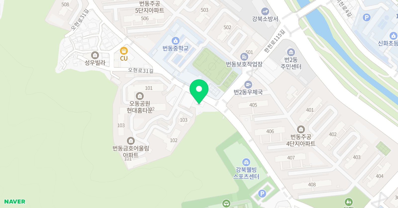 한양 태권도 격투기체육관 3관번2동점 위치