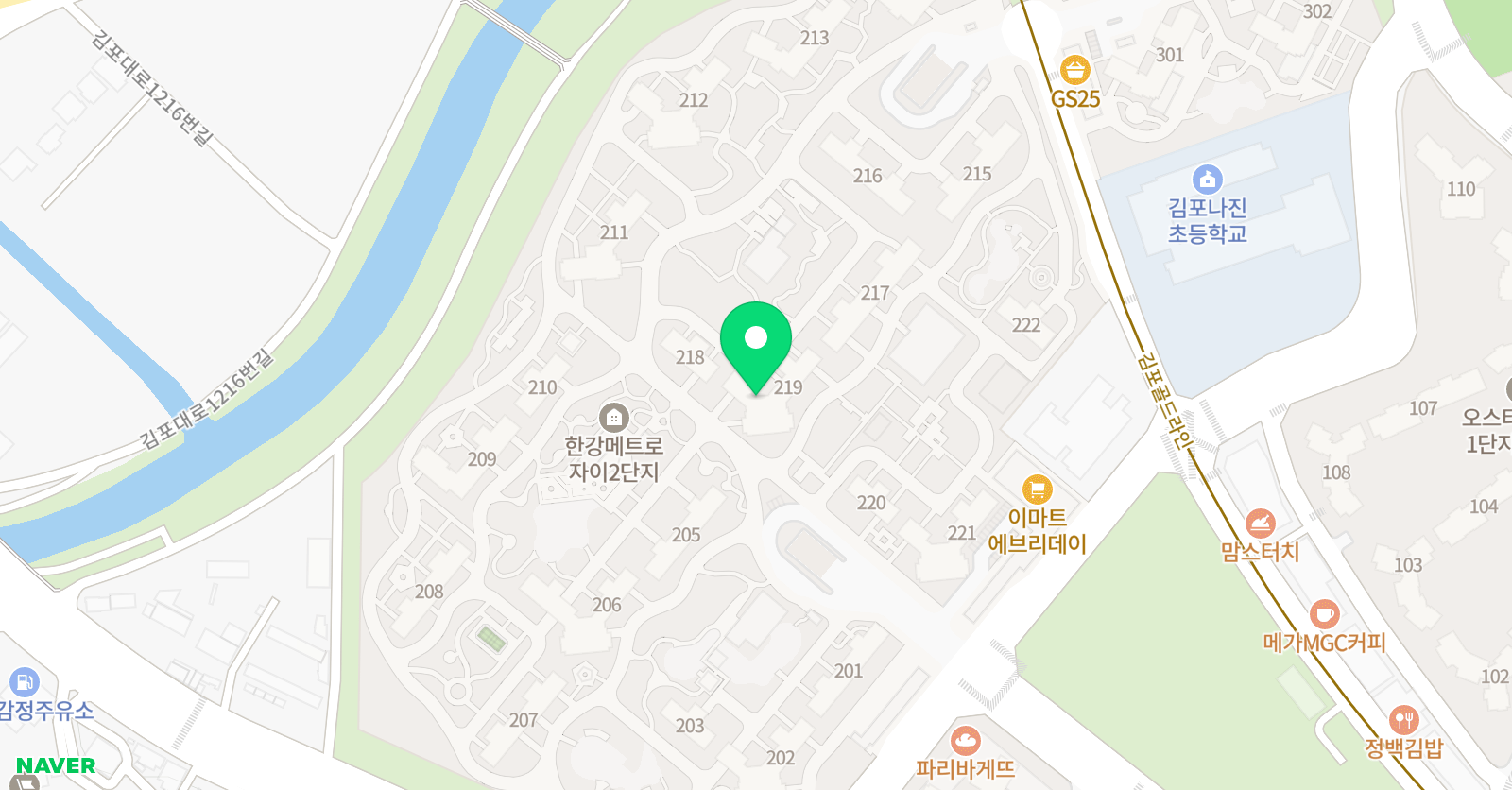 한강메트로자이2단지 과외방 위치