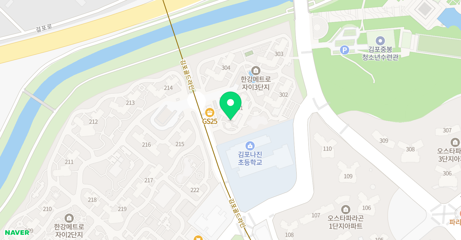 아소비 김포걸포메트로자이3단지 점 위치