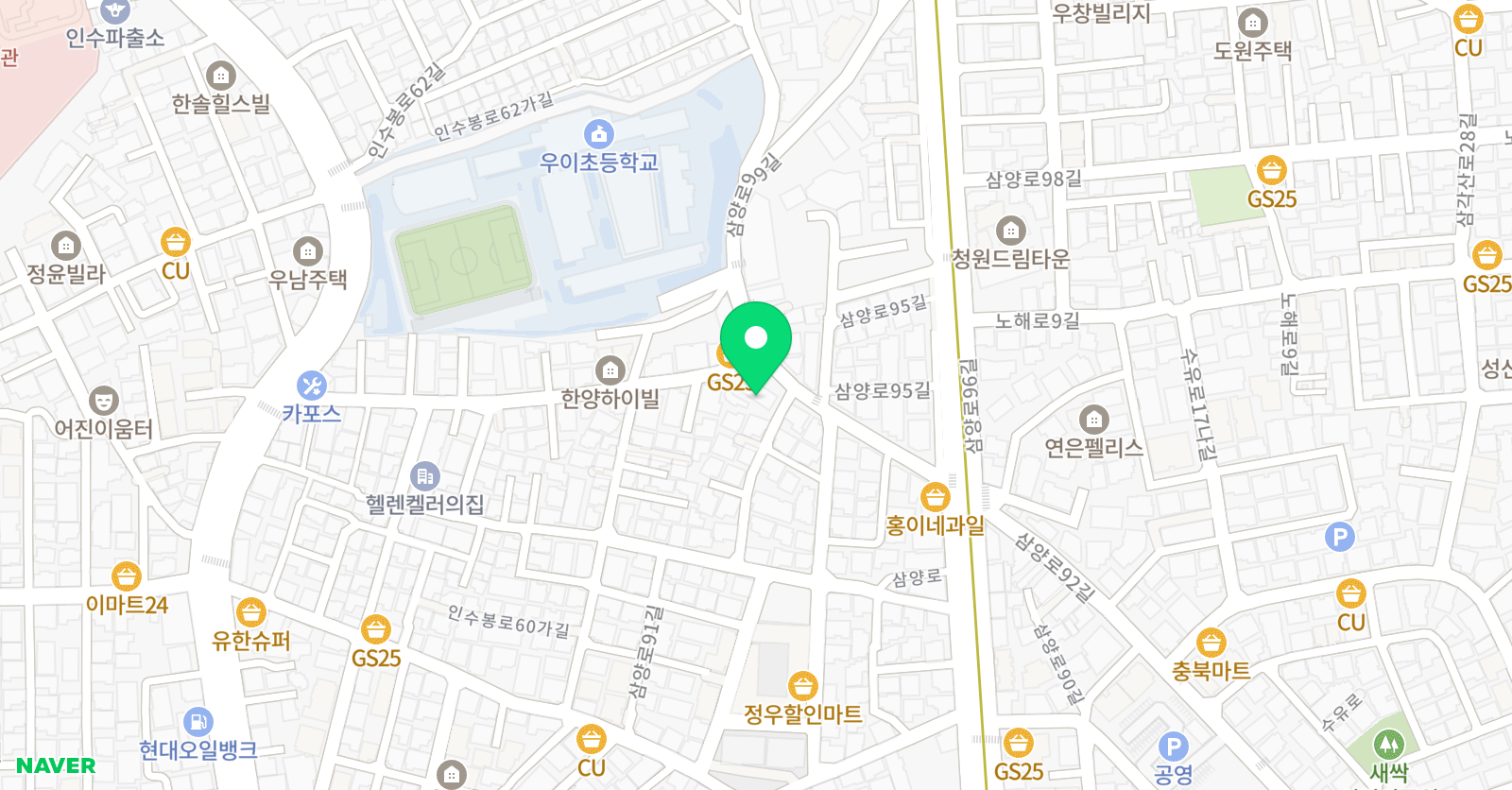 빨간펜 수학의달인 우이점 위치