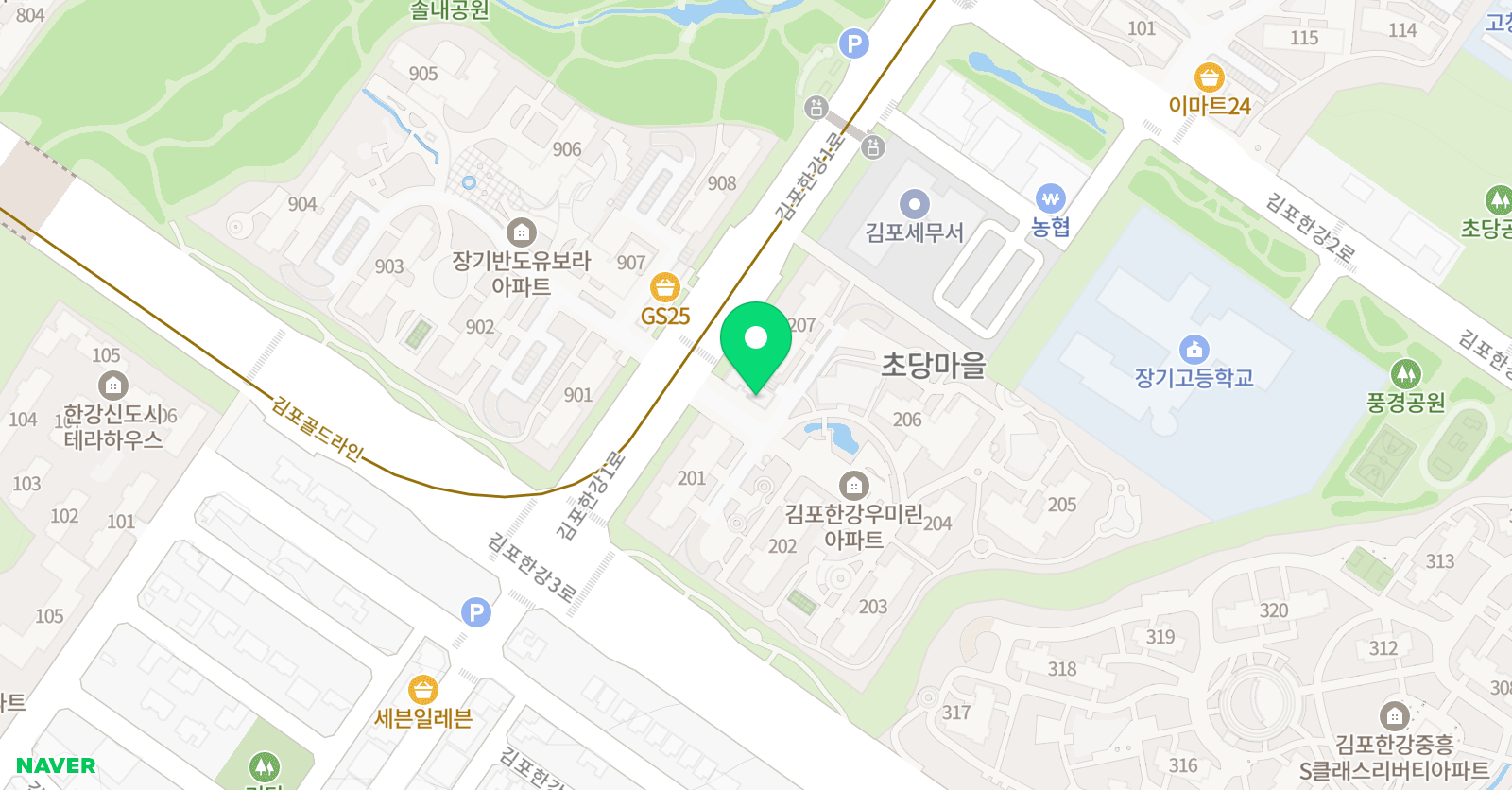 ERC 영어독서클럽 김포장기우미린점 위치