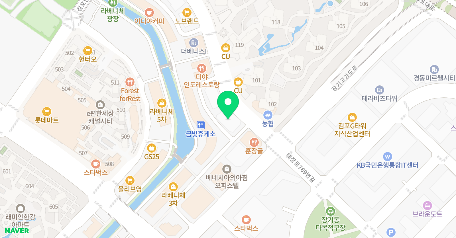 김포프라임유소년축구클럽 장기점 위치