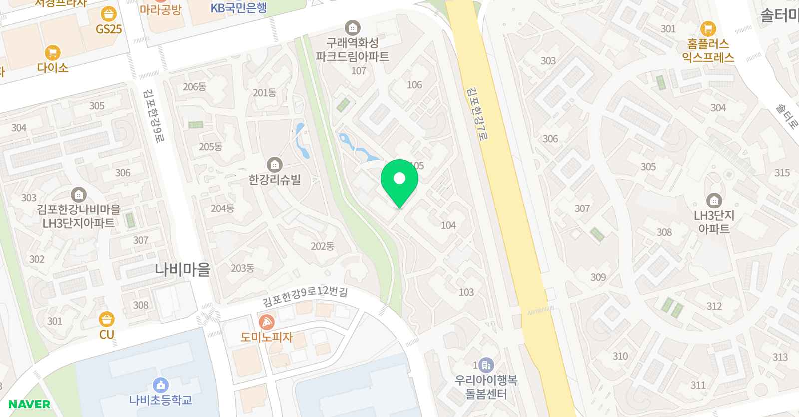 아소비 학습법 학원 김포 구래화성파크점 위치