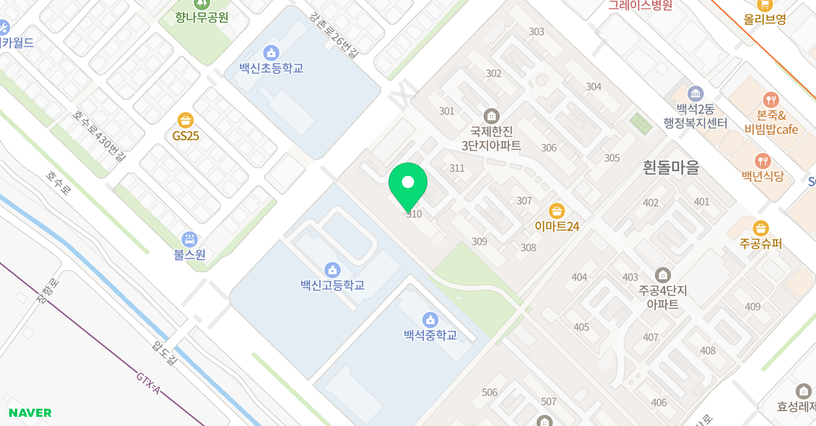 스마트해법 수학 백석흰돌3단지점 위치