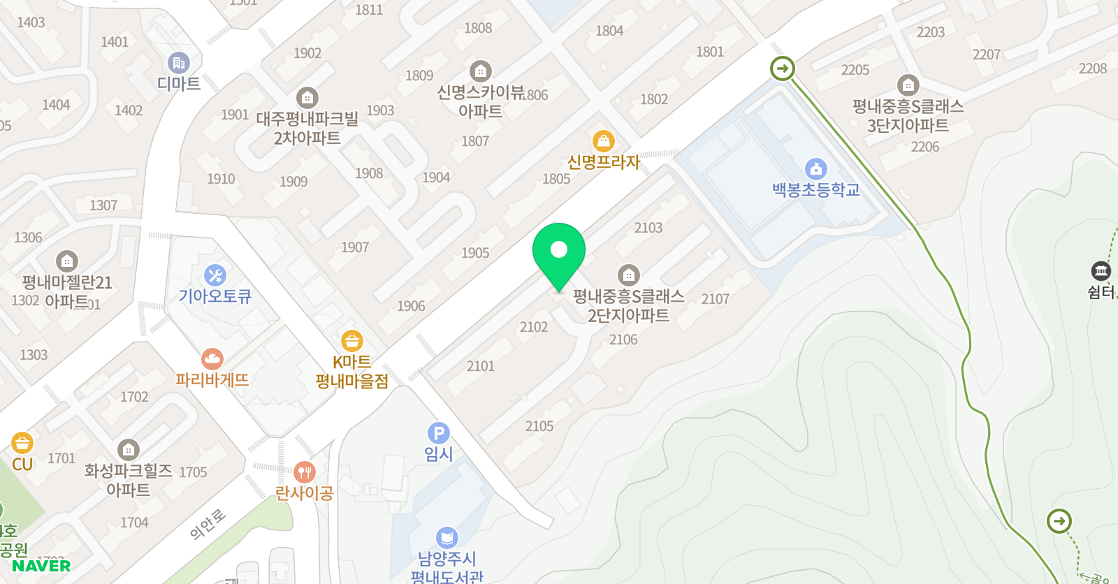 평내 한국태권도 위치