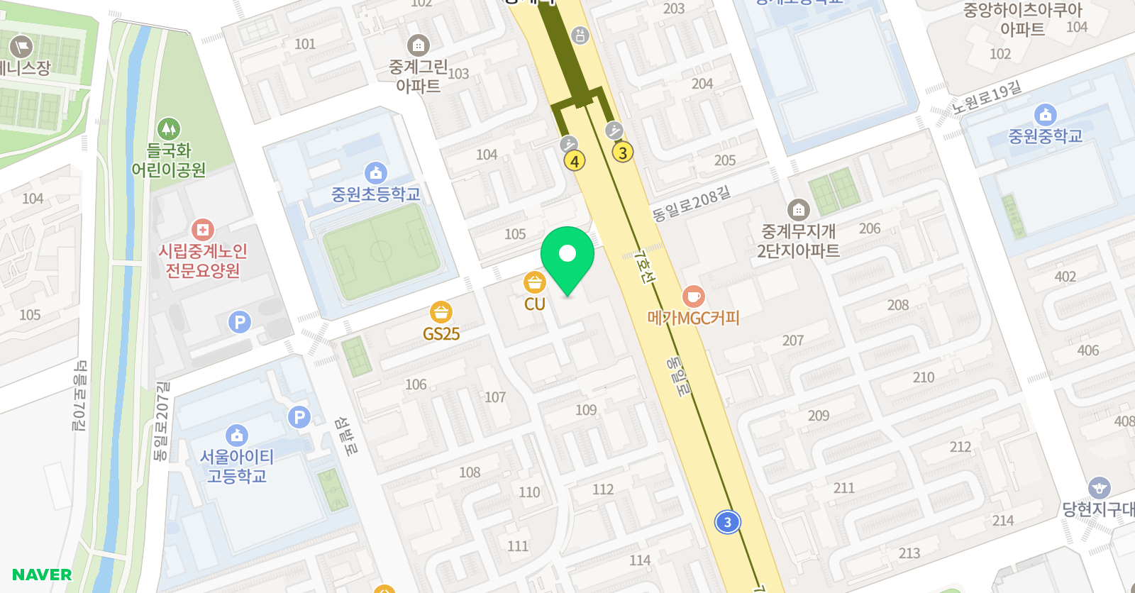 스마트해법 수학 노원중계그린1점 위치