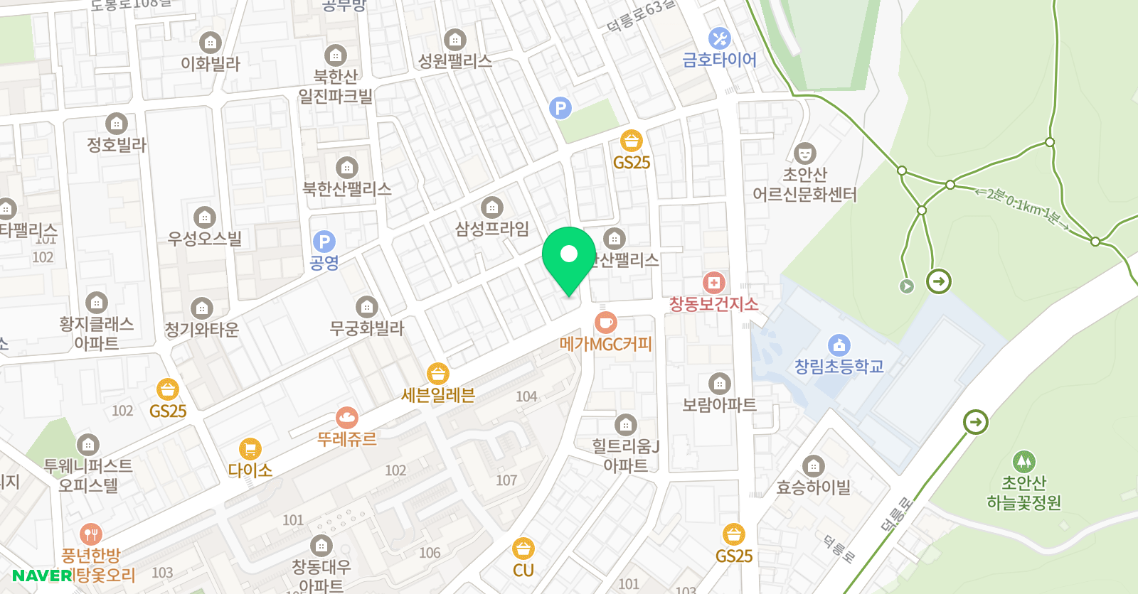 용경 M2M 수학전문학원 위치