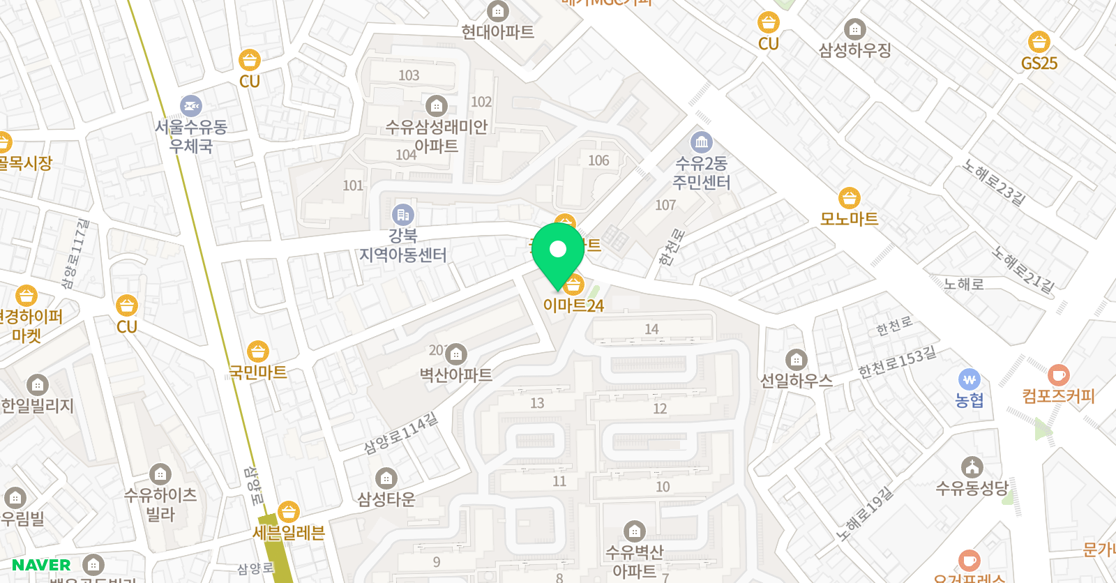 튼튼영어마스터클럽 수유보습학원 위치