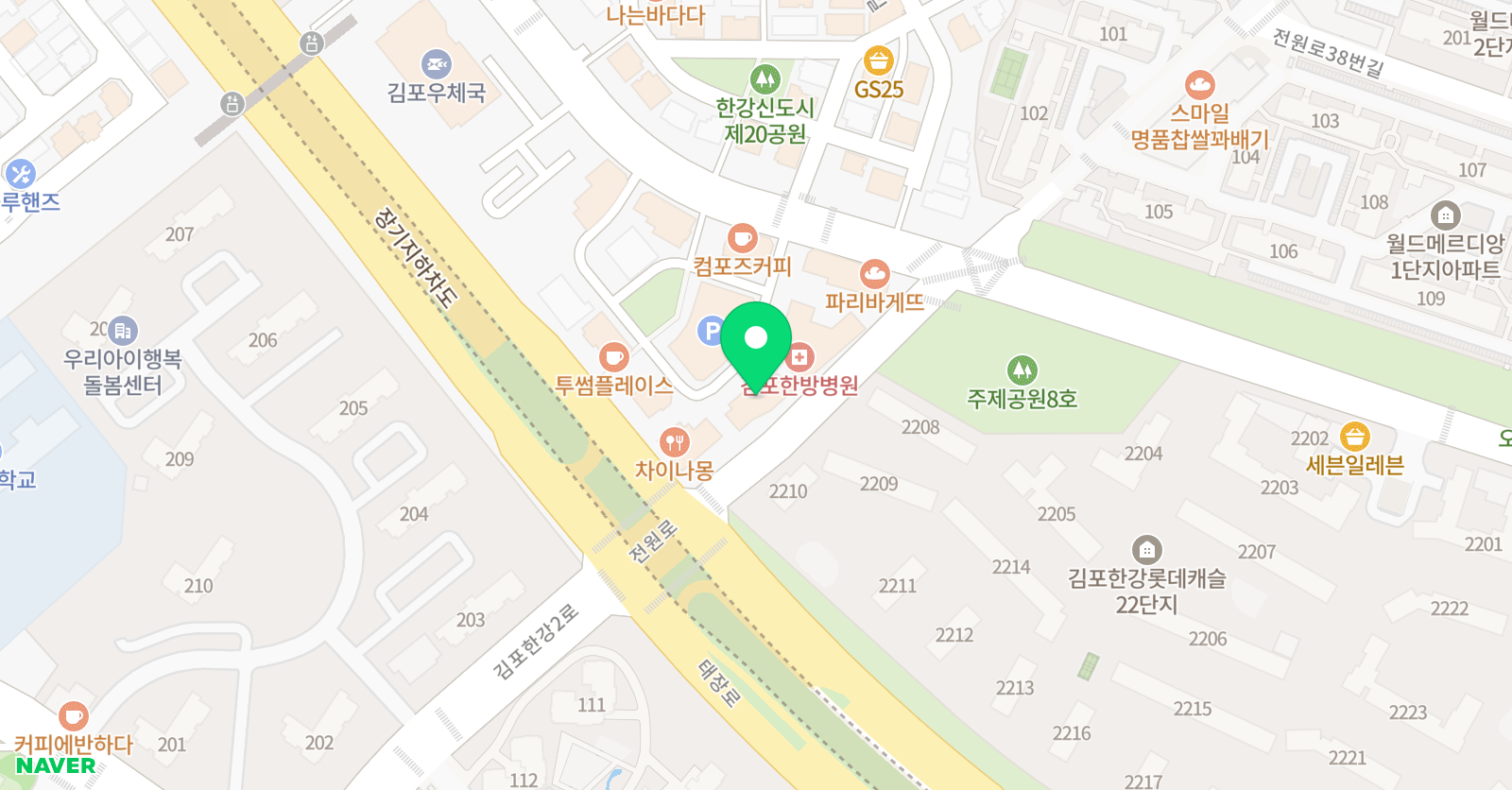 DYB 최선 어학원 크레오 어학원 운양캠퍼스 위치