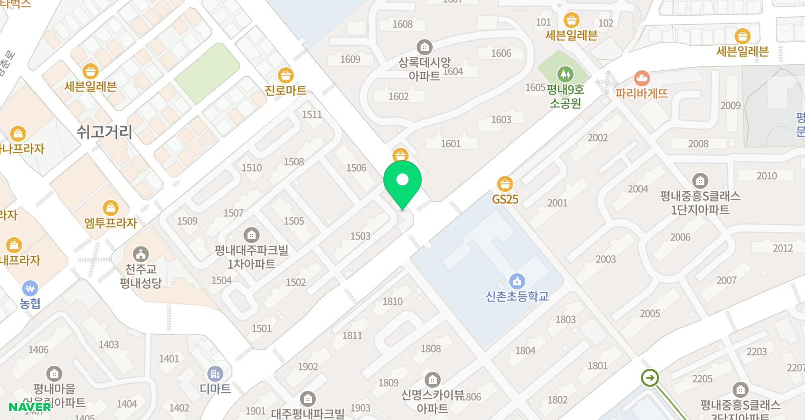 뮤엠 영어 평내프라자캠퍼스 위치