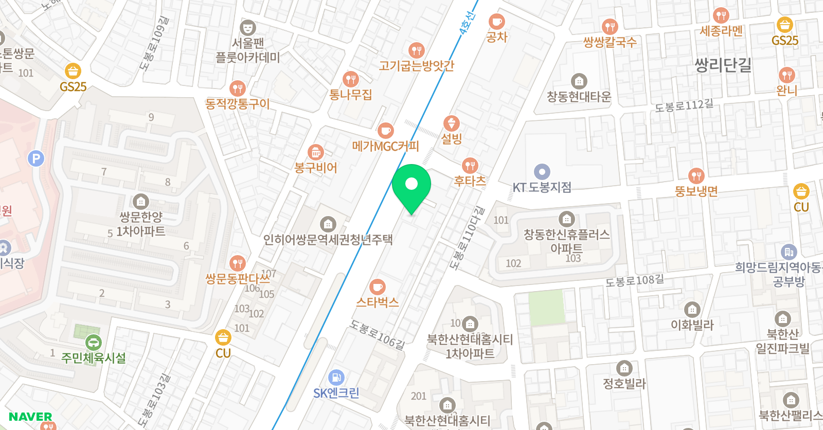 라인 발레무용학원 취미관 위치