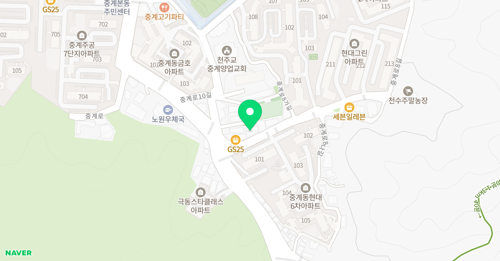 중계새롬 보습학원 위치