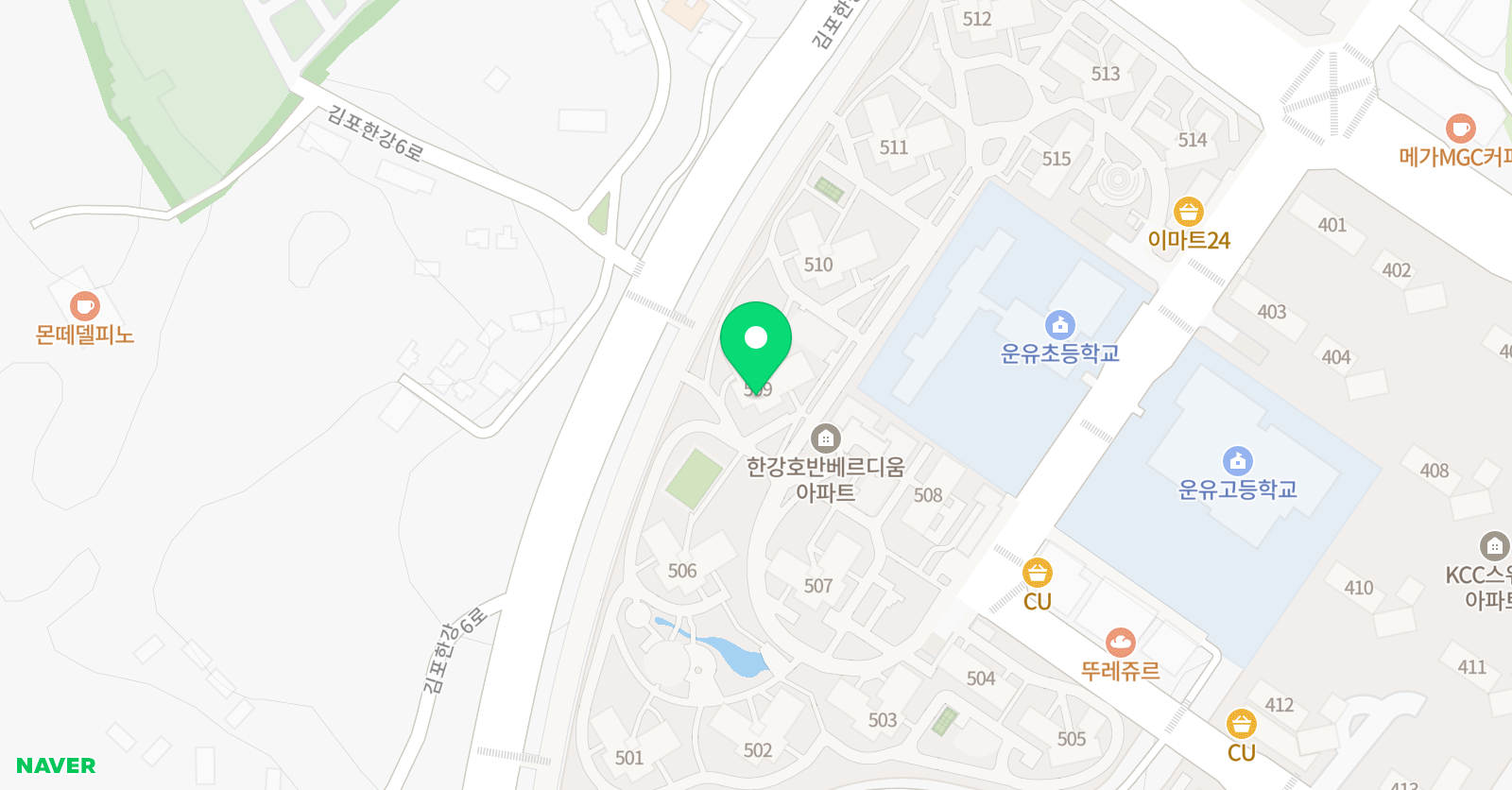 아트앤하트 김포장기호반베르디움 교육원 위치