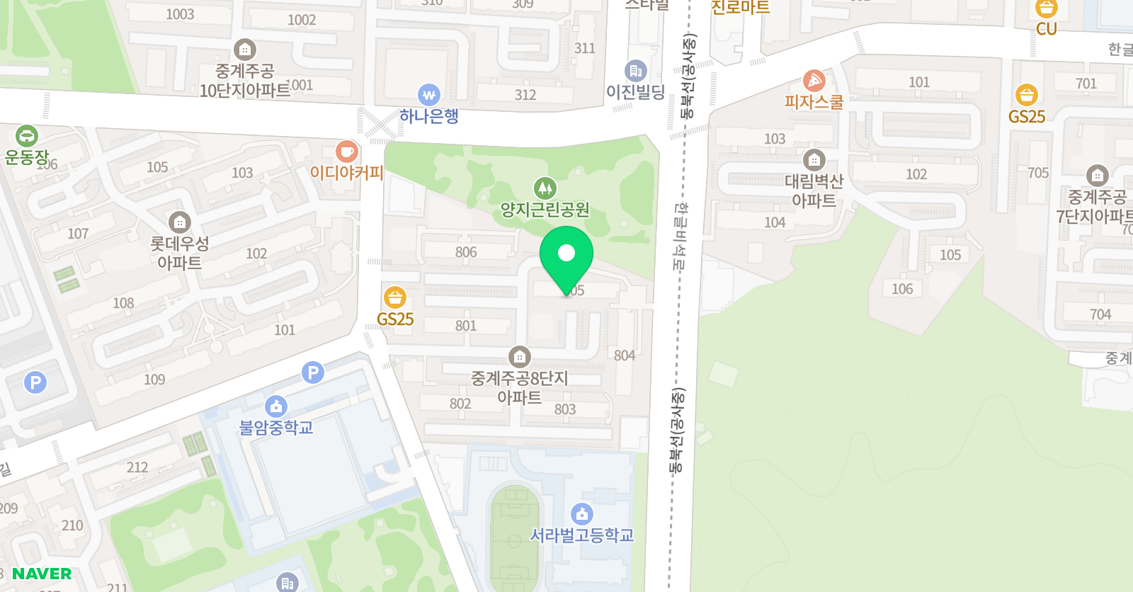 윤선생우리집앞영어교실 중계8단지공부방 위치