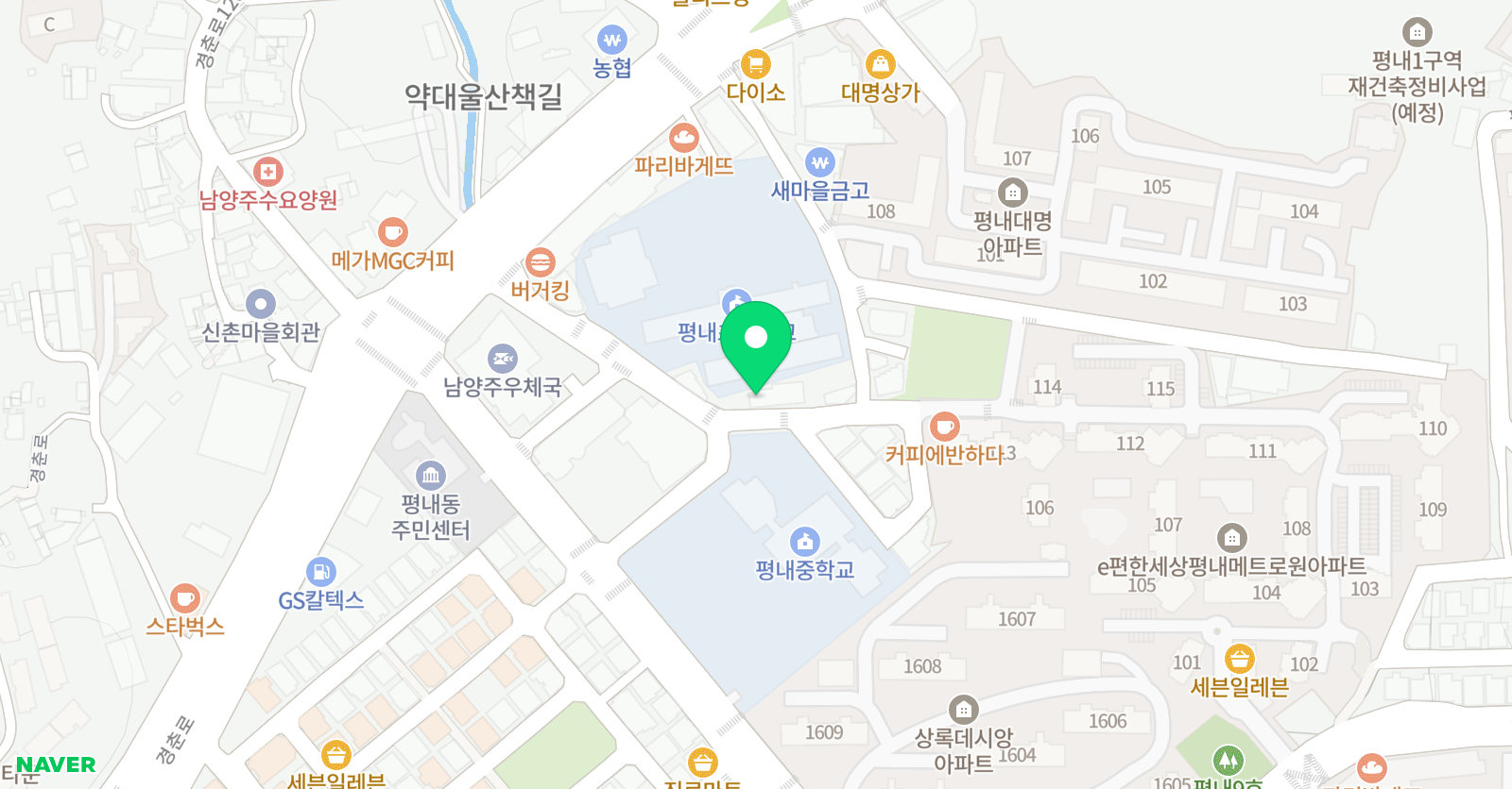 스마트해법 영어학원 평내초점 위치