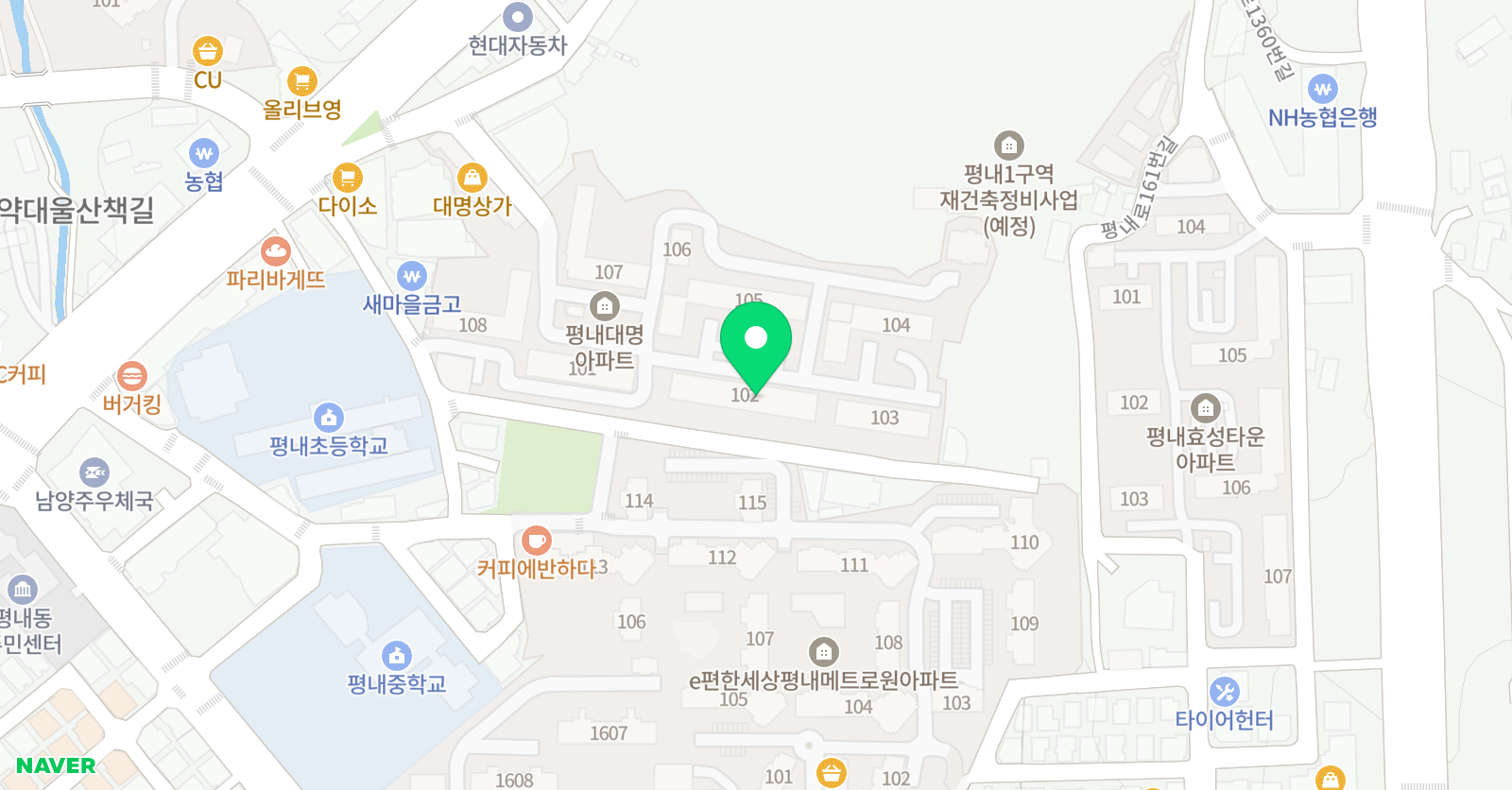 아소비 학원 남양주 평내대명아파트점 위치