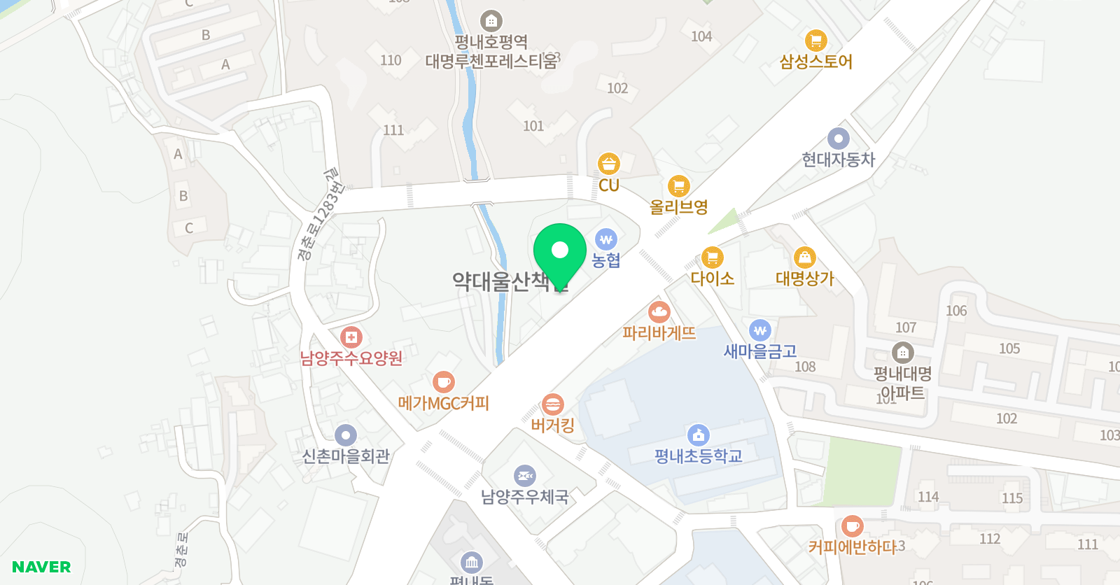 평내호평 애니창아 미술학원 위치