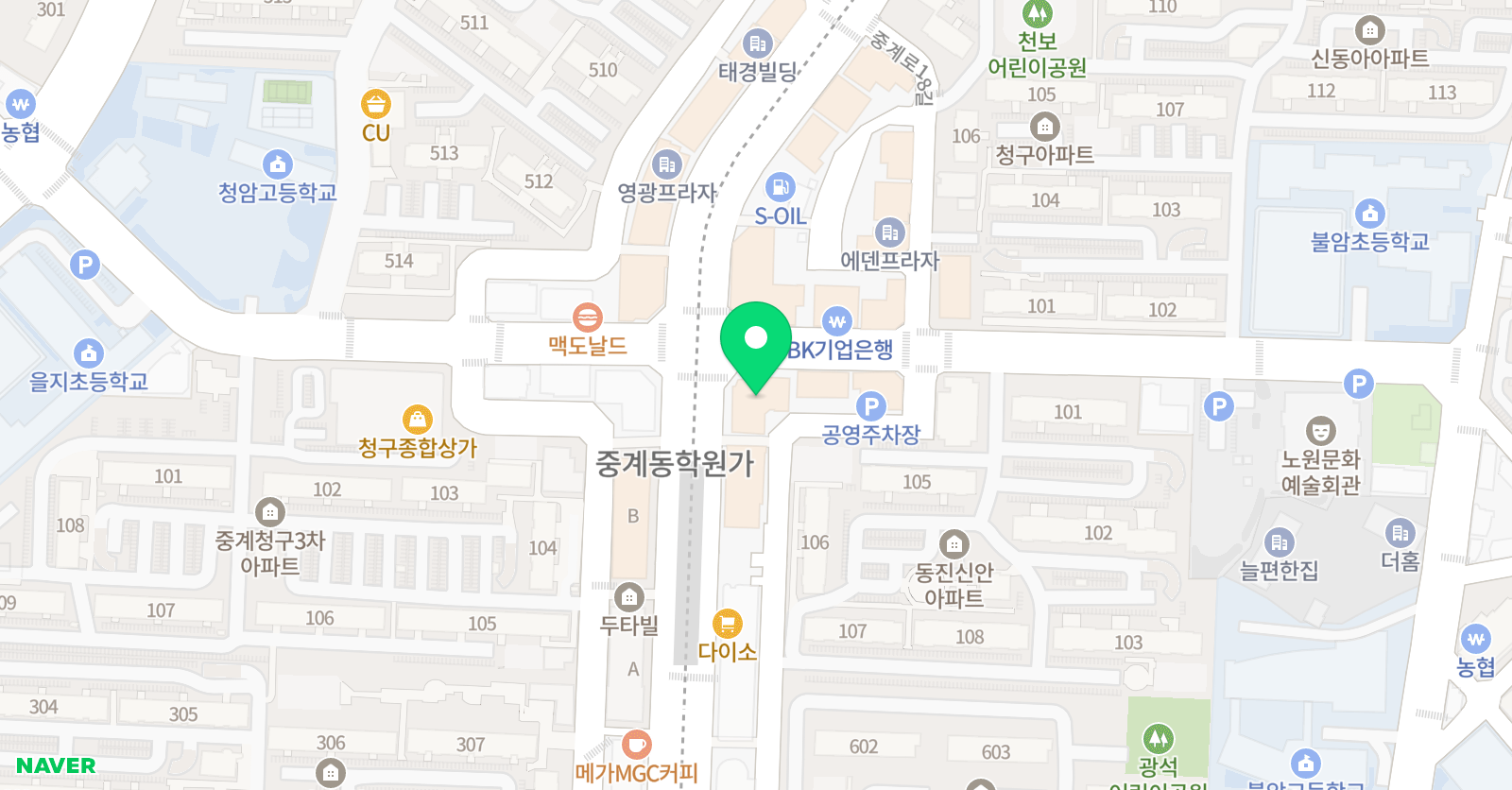 수학의기술학원 초중등부 은사1관 위치