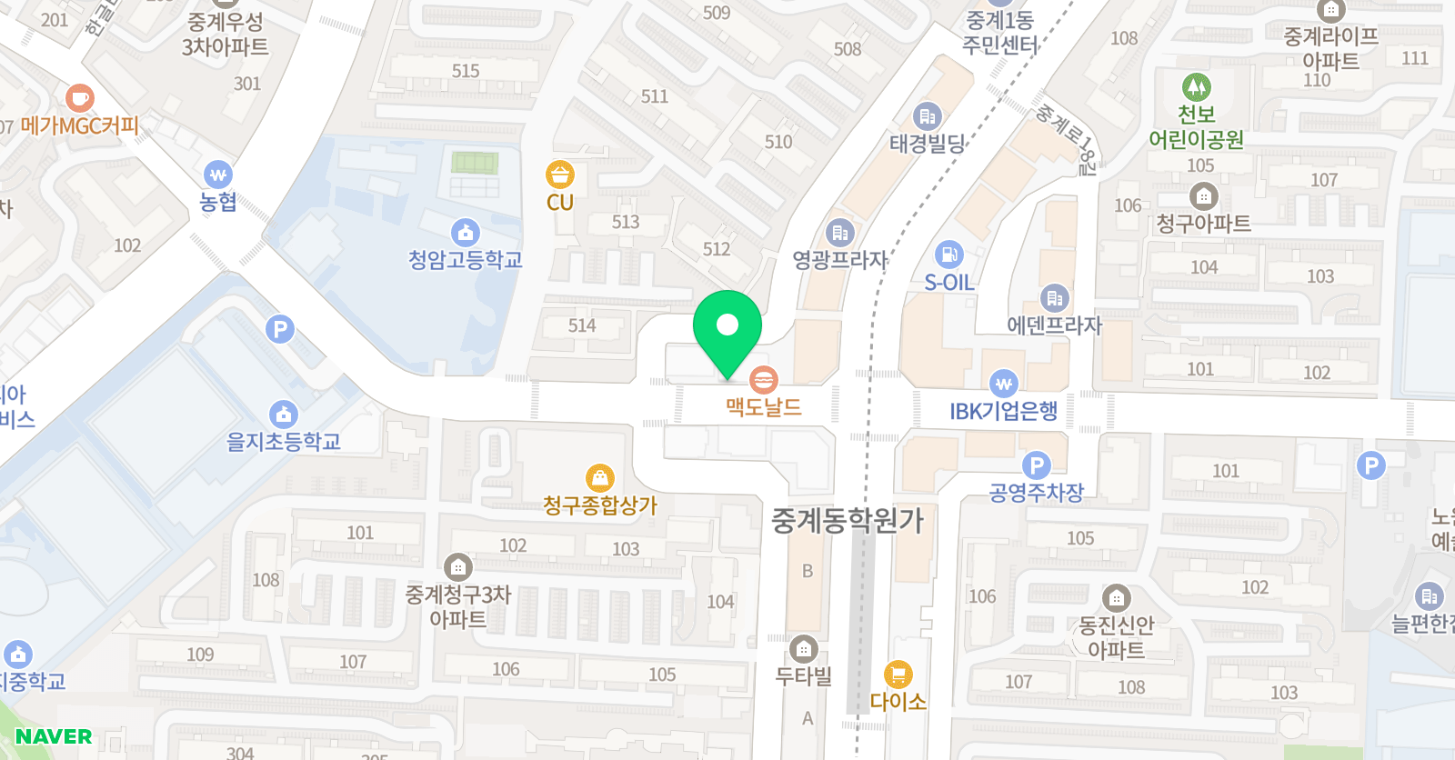 청담 어학원 중계브랜치 위치