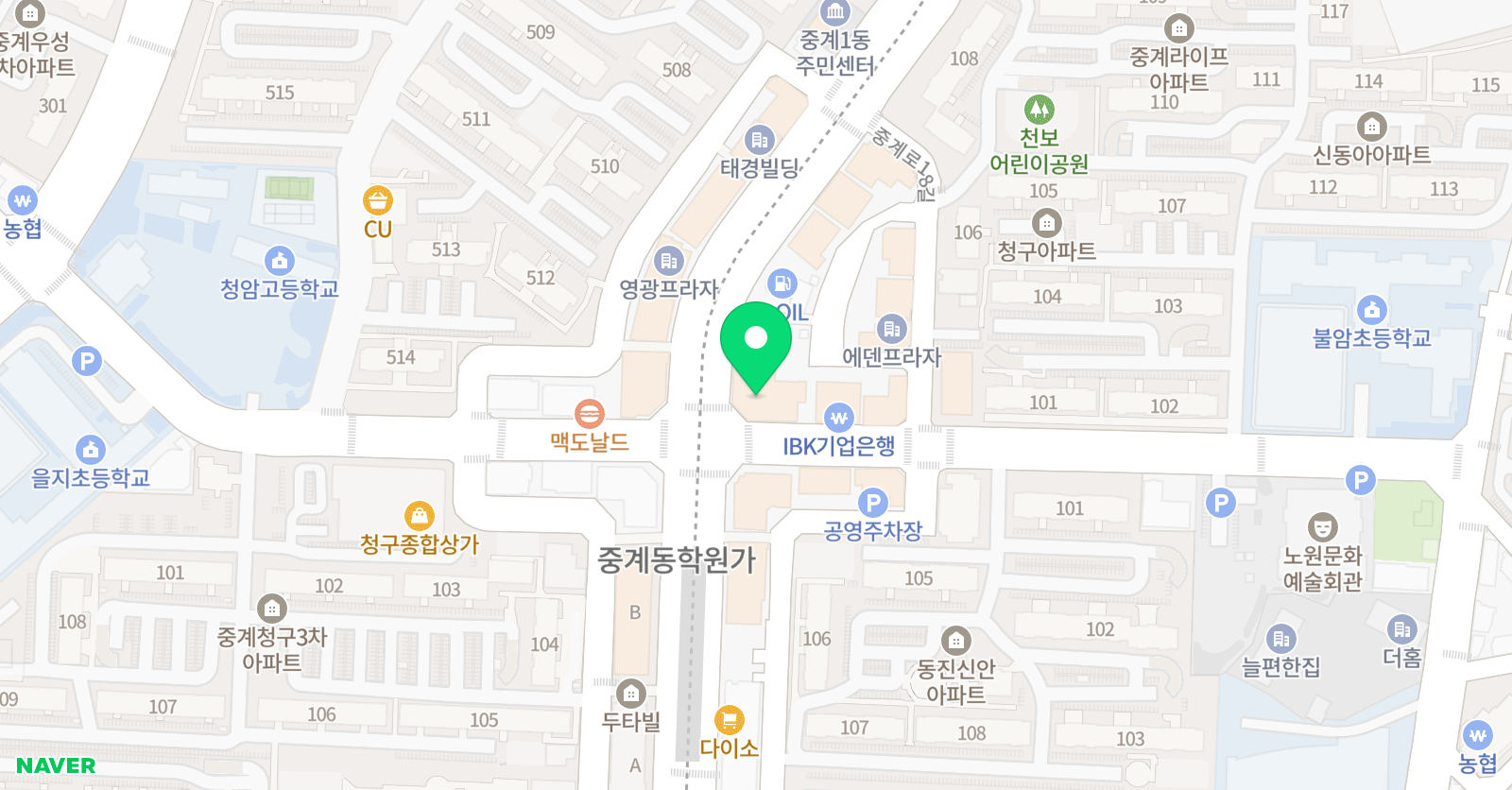 짱솔학원 중계점 위치