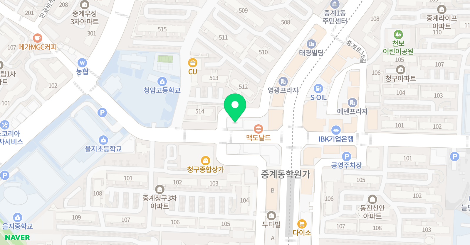 빨간펜수학의달인 은행사거리점 위치
