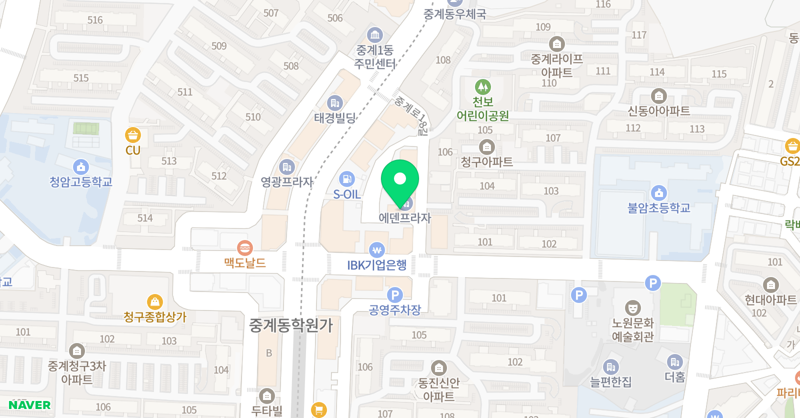 국풍2000 국어논술학원 중계초중등관 위치