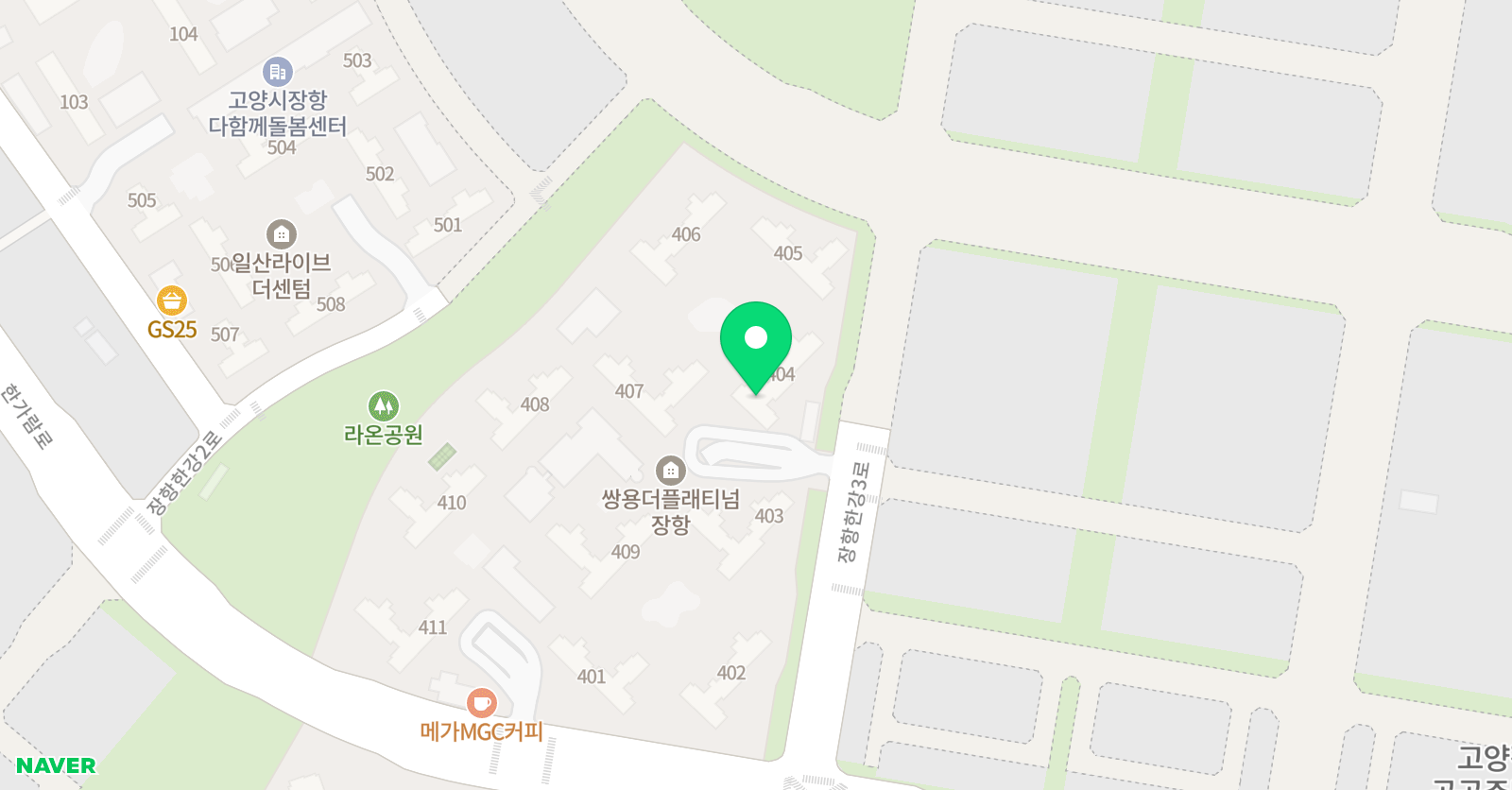 아소비 고양쌍용더플래티넘 장항점 위치