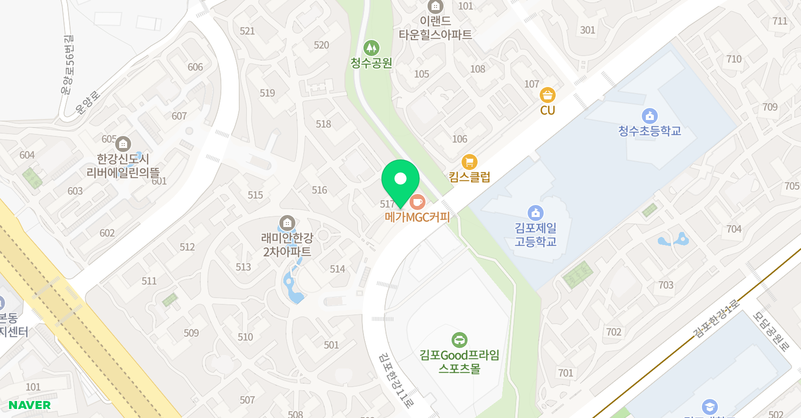 스마트해법수학 셀파수학 김포래미안한강2차점 위치