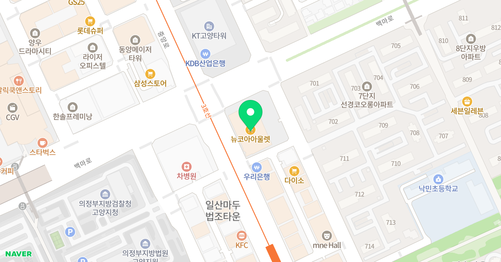 노블스포렉스 뉴코아아울렛 일산점 위치