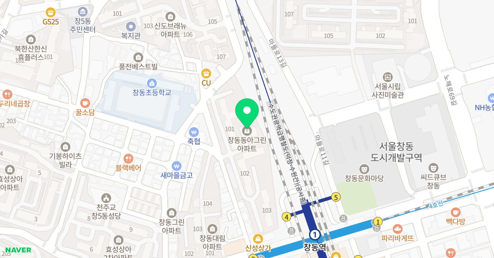 깨움 수학학원 동아그린아파트 101동 위치