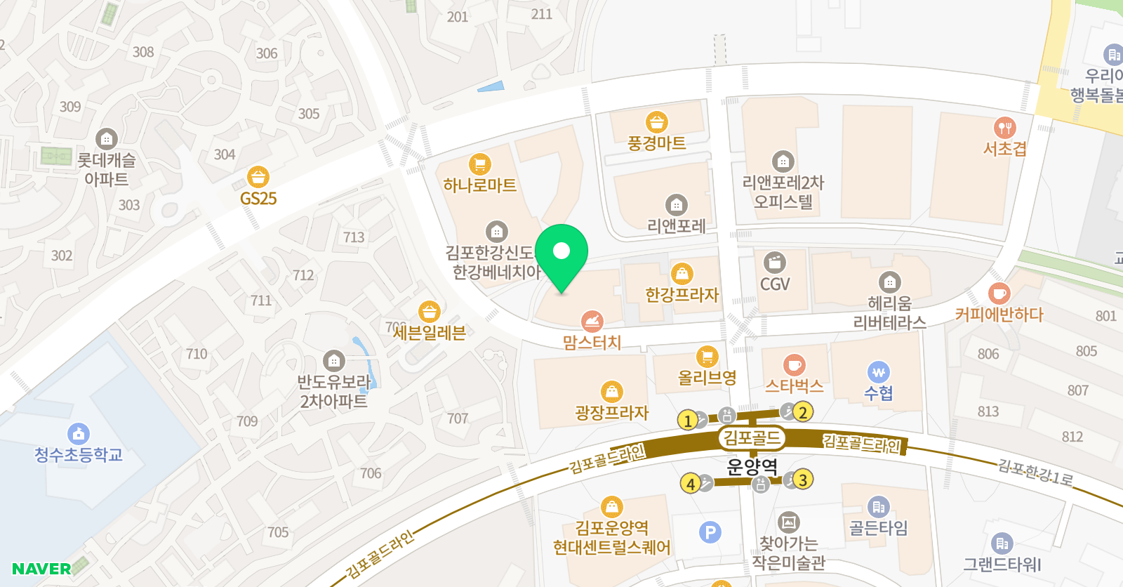 뉴욕실용음악학원 김포지점 위치