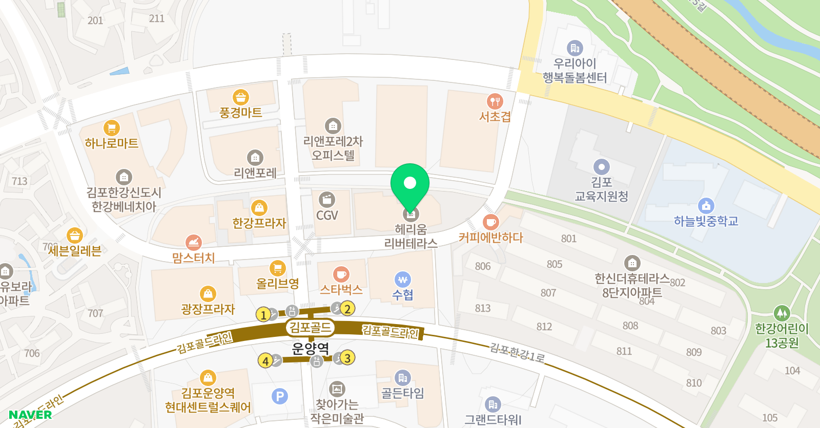 와와 학습코칭학원 운양점 위치