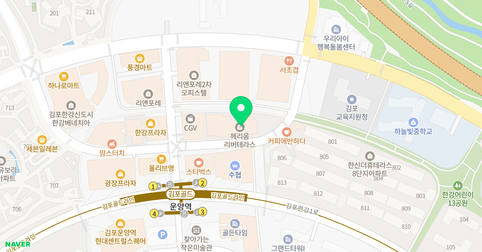 독강 수학학원 운양점 위치