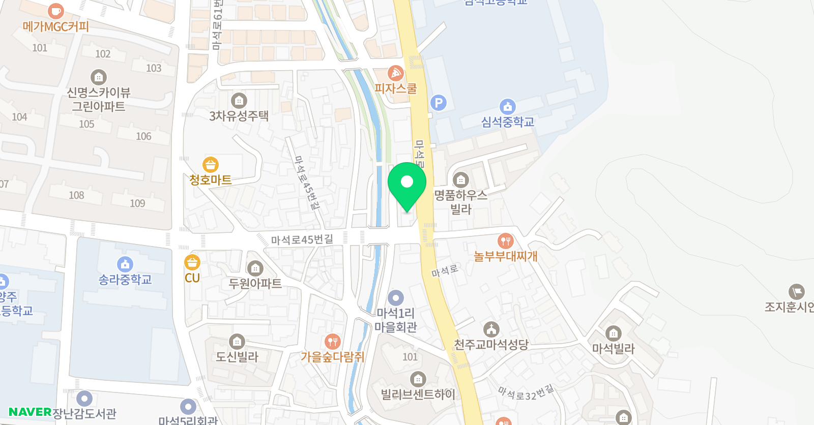 공간샘스터디카페 마석점 위치