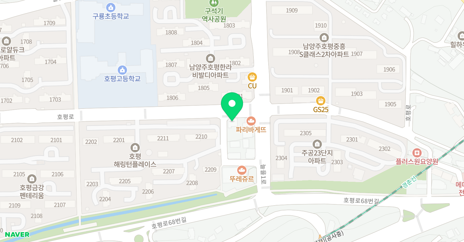 뮤엠 영어 호평3학원 위치