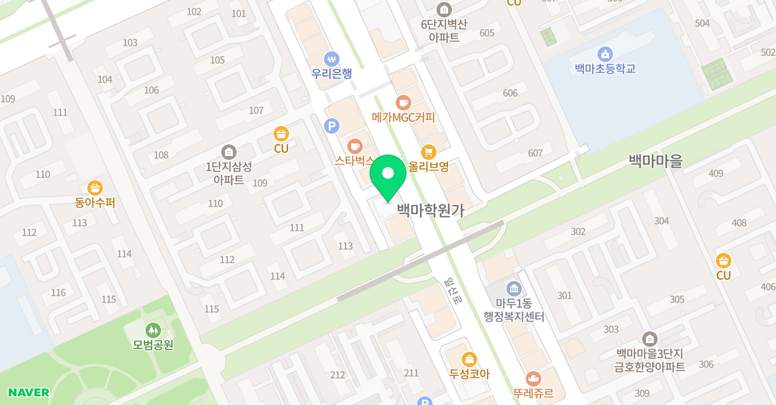 행복한 주산학원 위치