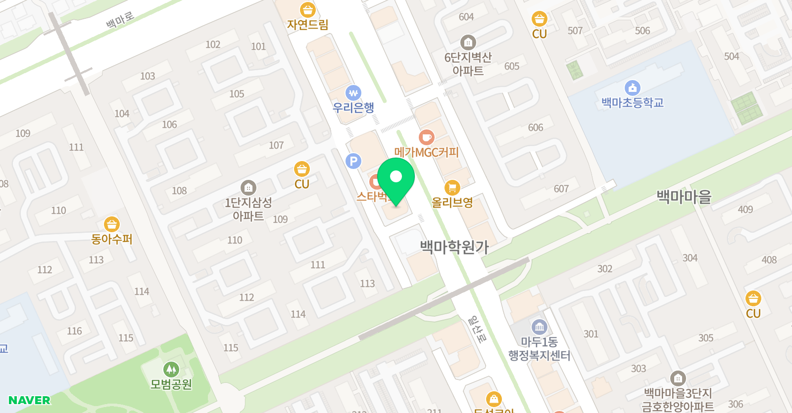 백마 바나나엔씨 미술학원 위치