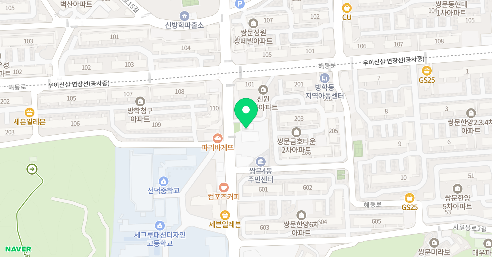 지앤비 영어전문학원 동북캠퍼스 위치