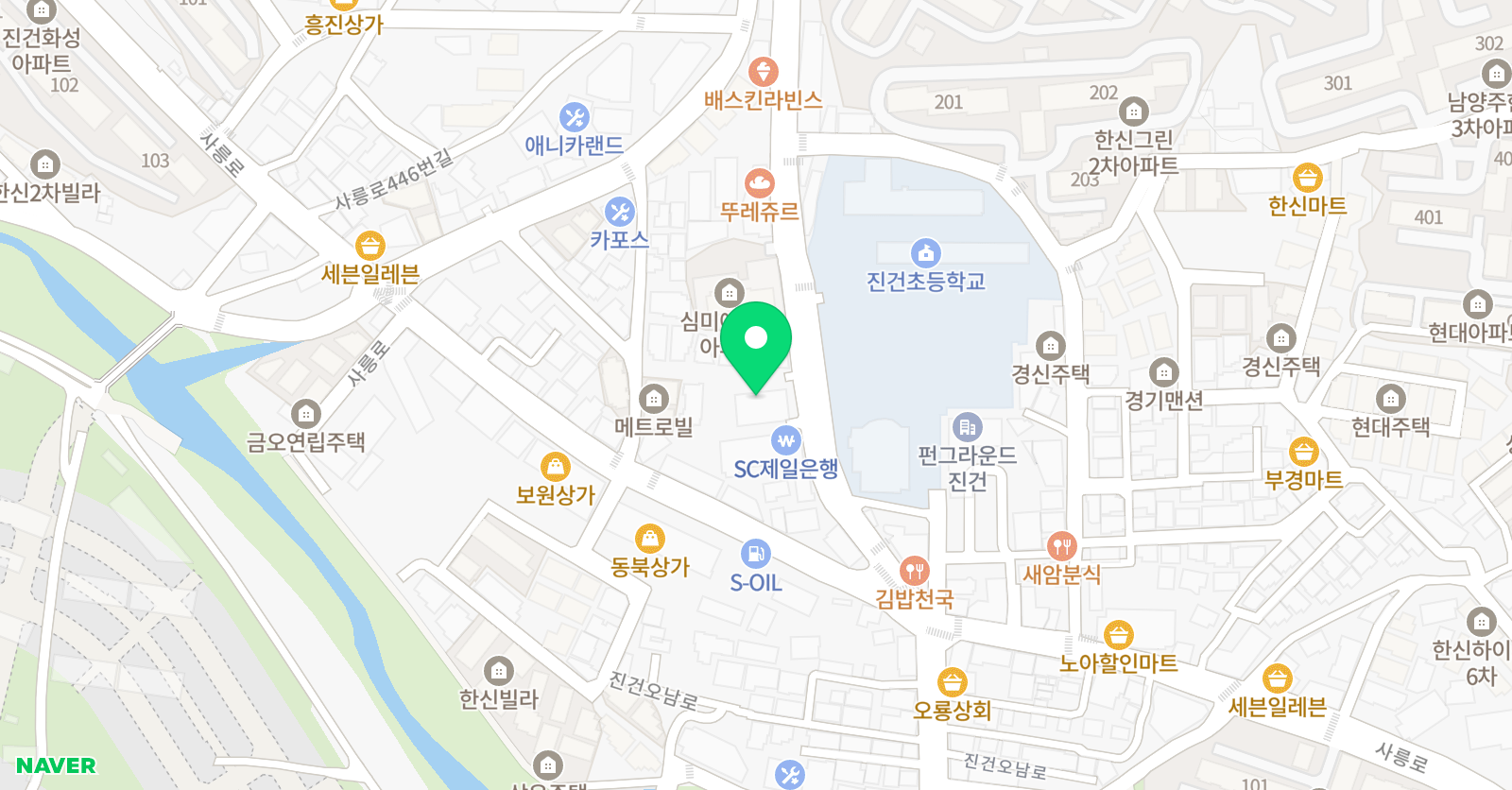 샤인풋볼클럽 진건사능점 위치