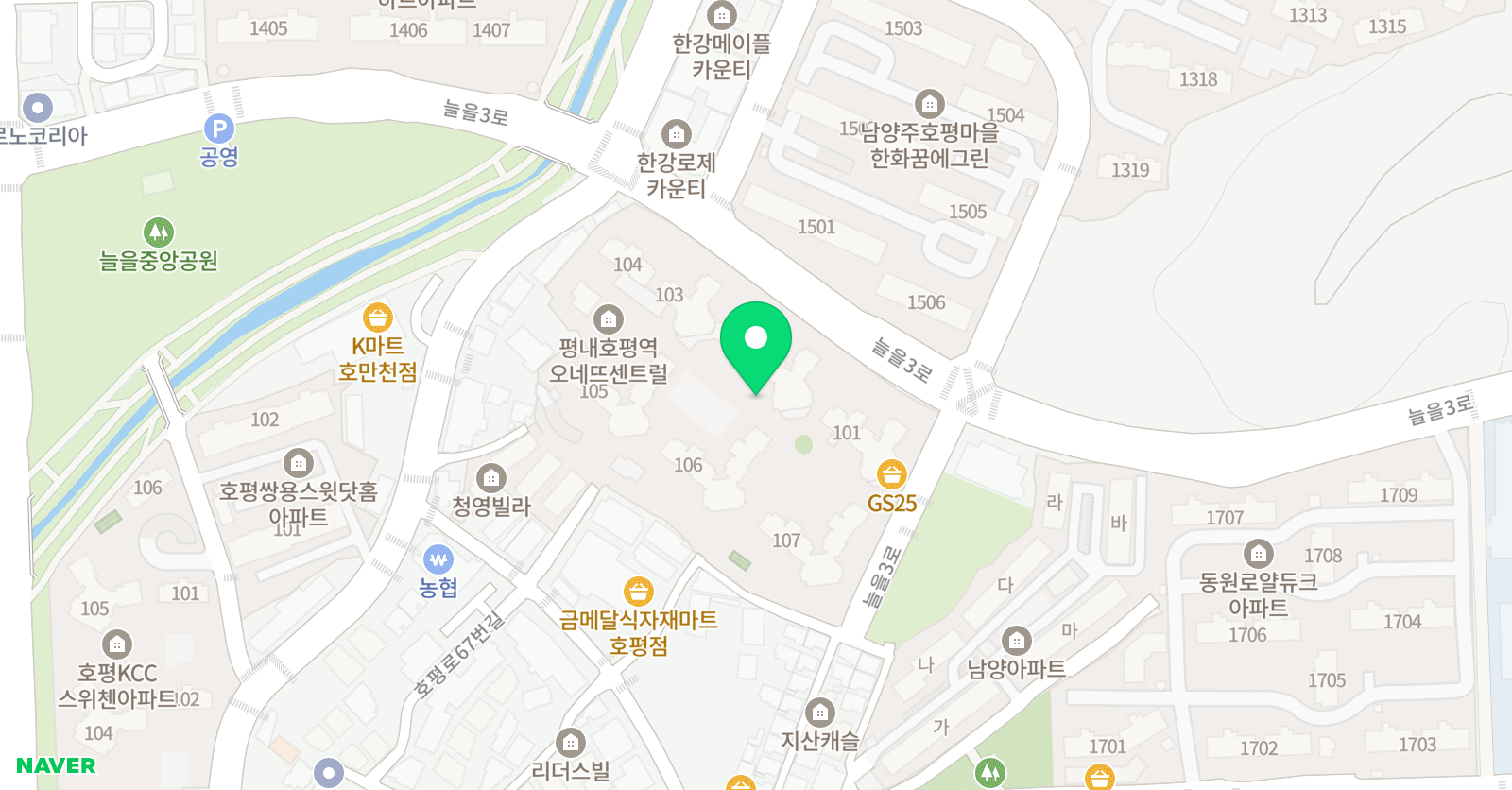 아소비 남양주호평 오네뜨센트럴점 위치