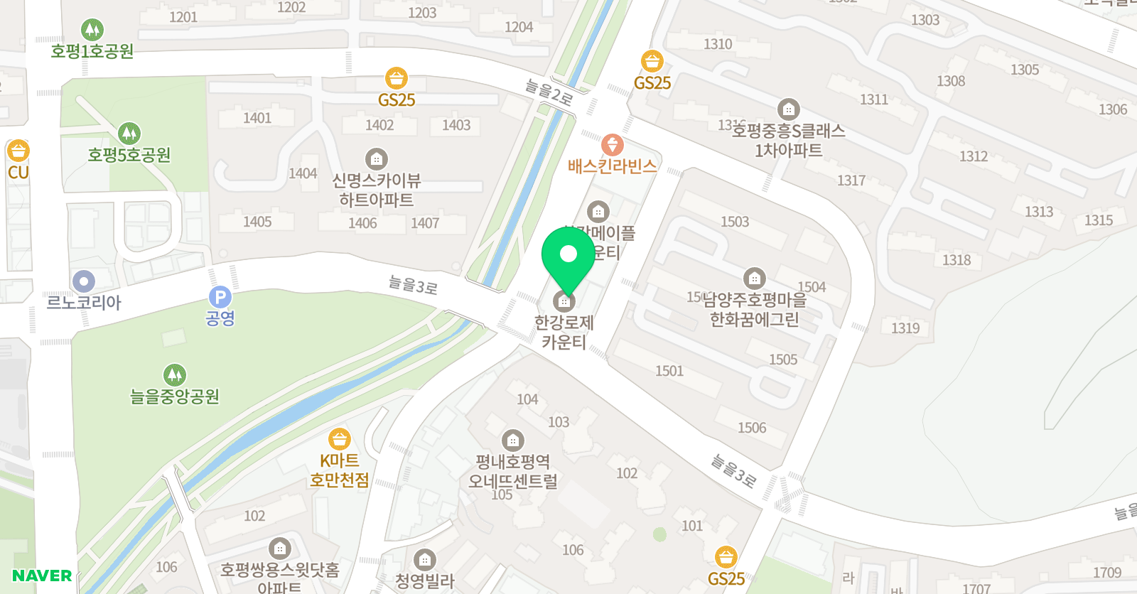 아트앤하트 남양주호평로제카운티점 위치