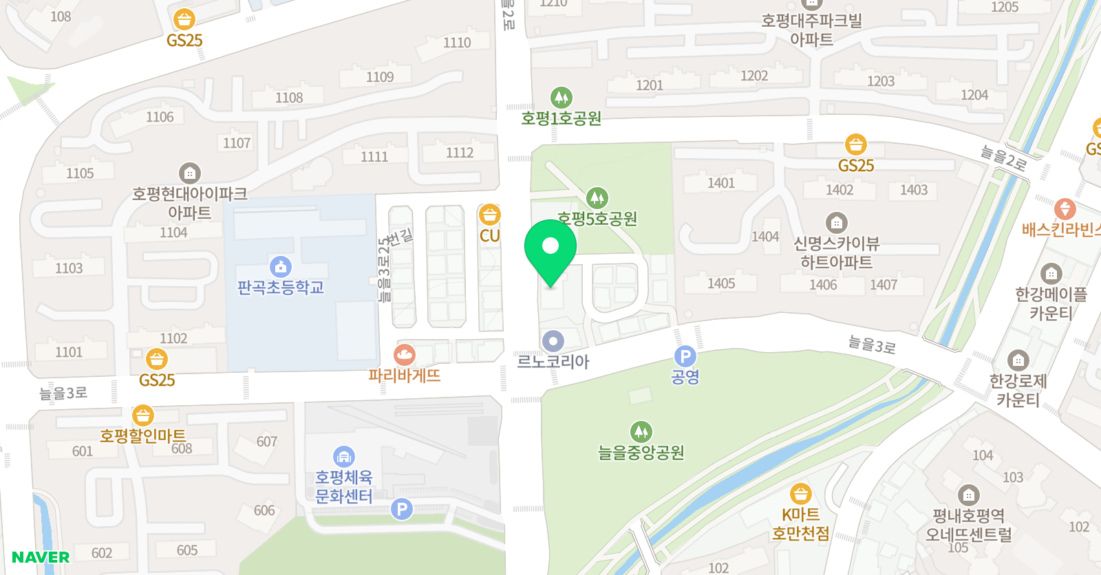 호평송라 태권도 위치