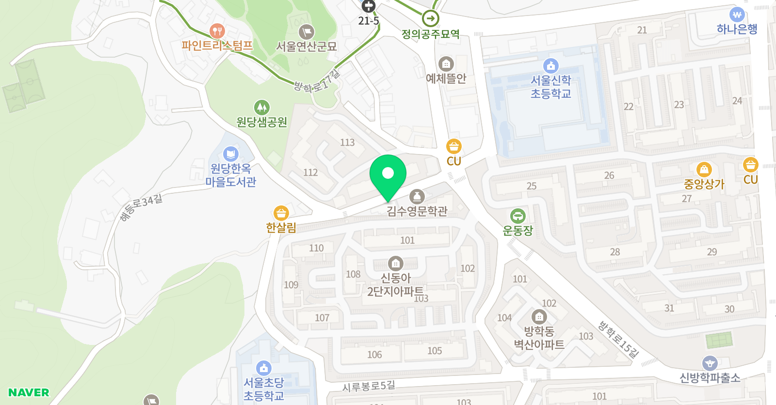 스마트해법 수학 학원 핵사곤점 위치