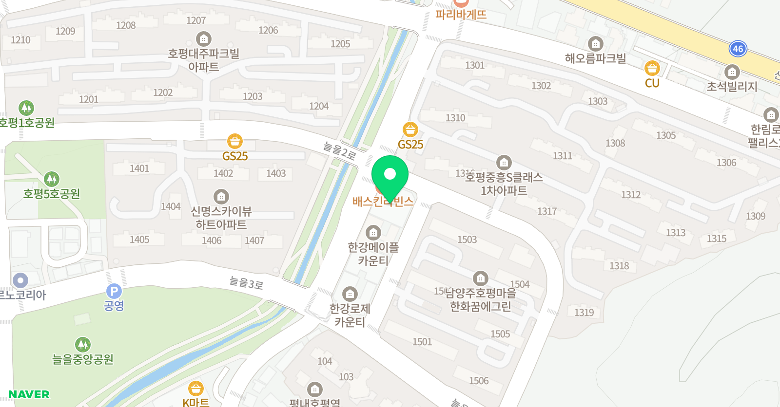 쎈 수학러닝센터 호평학원 위치