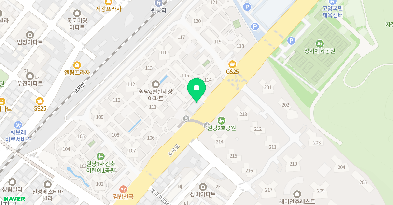 원당점핑짐 태권도장 위치