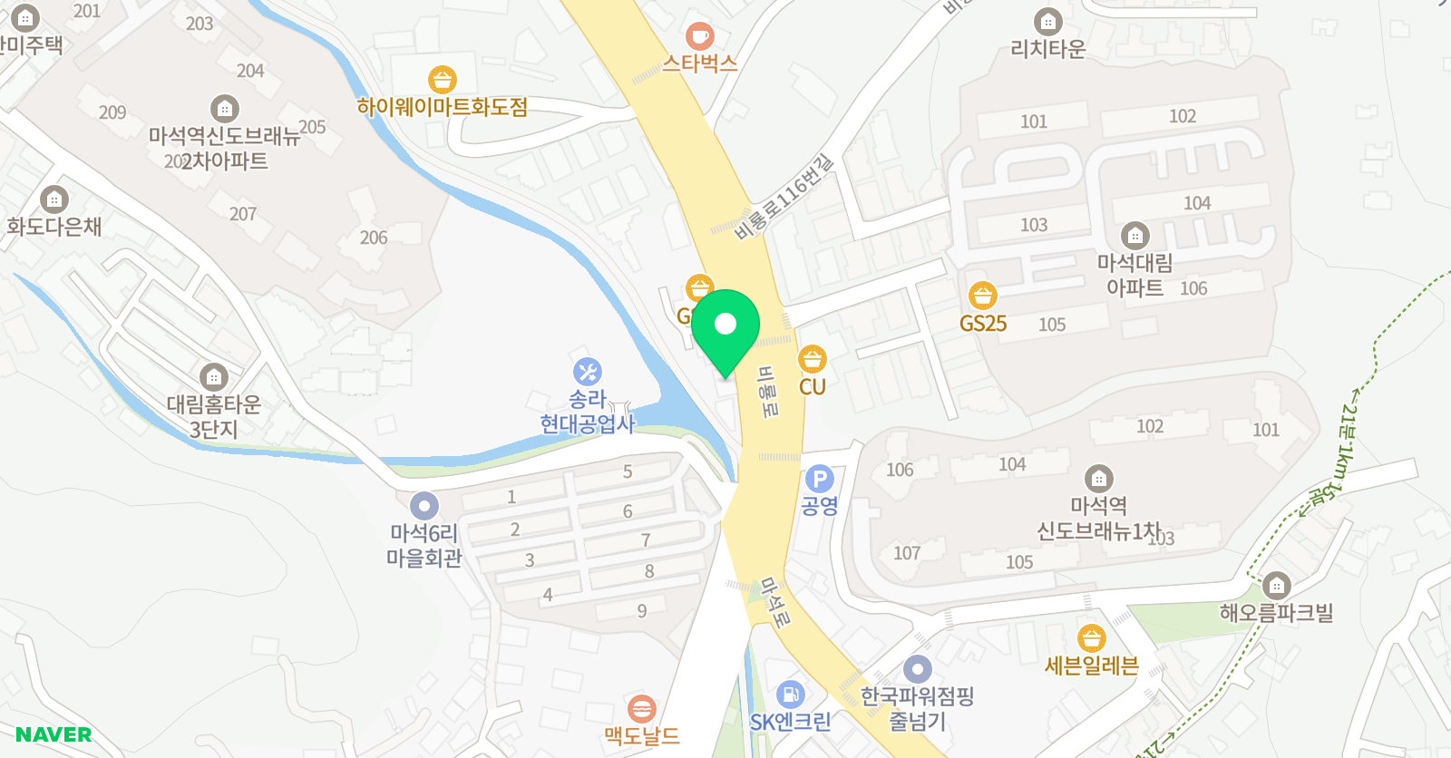 EiE 고려대어학원 남양주마석송라캠퍼스 위치
