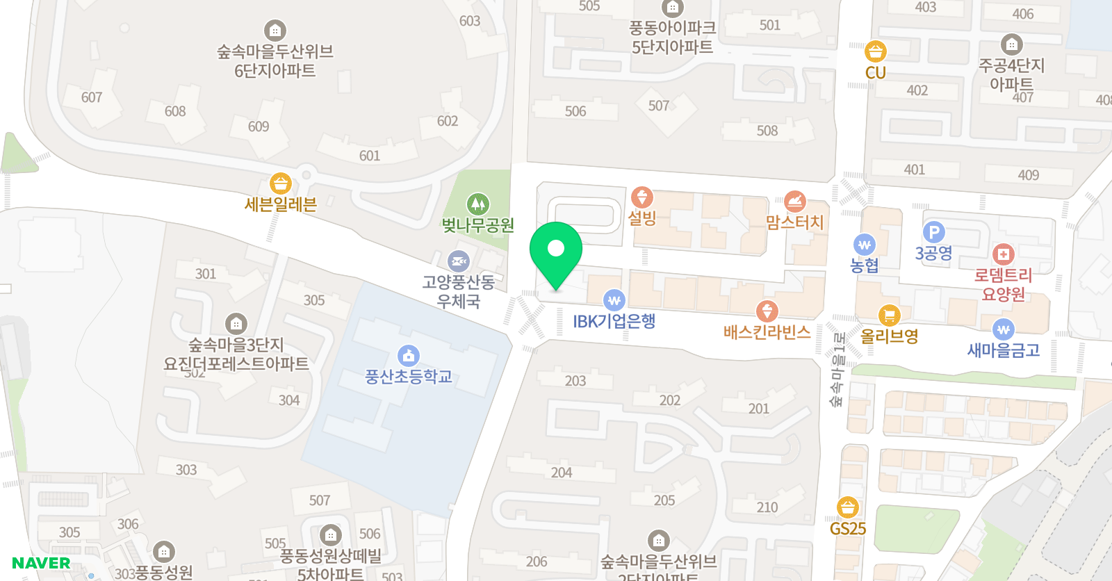 풍동 예일 음악학원 위치