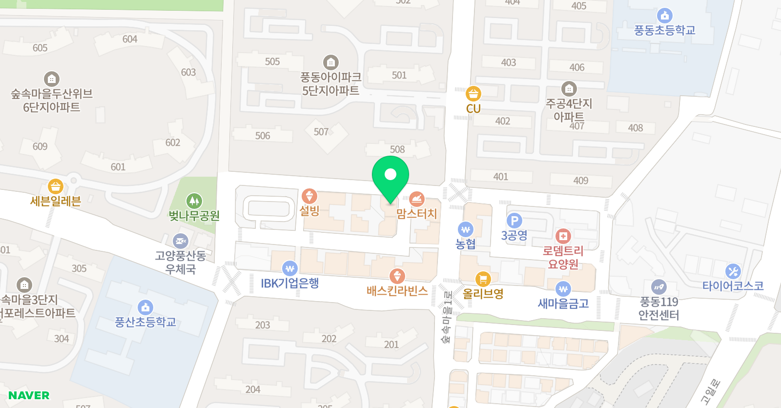 풍동 에이블 영어학원 위치