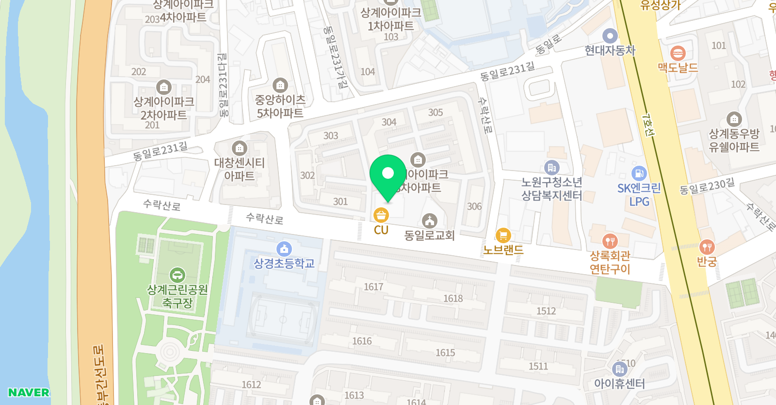 스마트해법수학 셀파 수학교실 노원상계현대3차점 위치