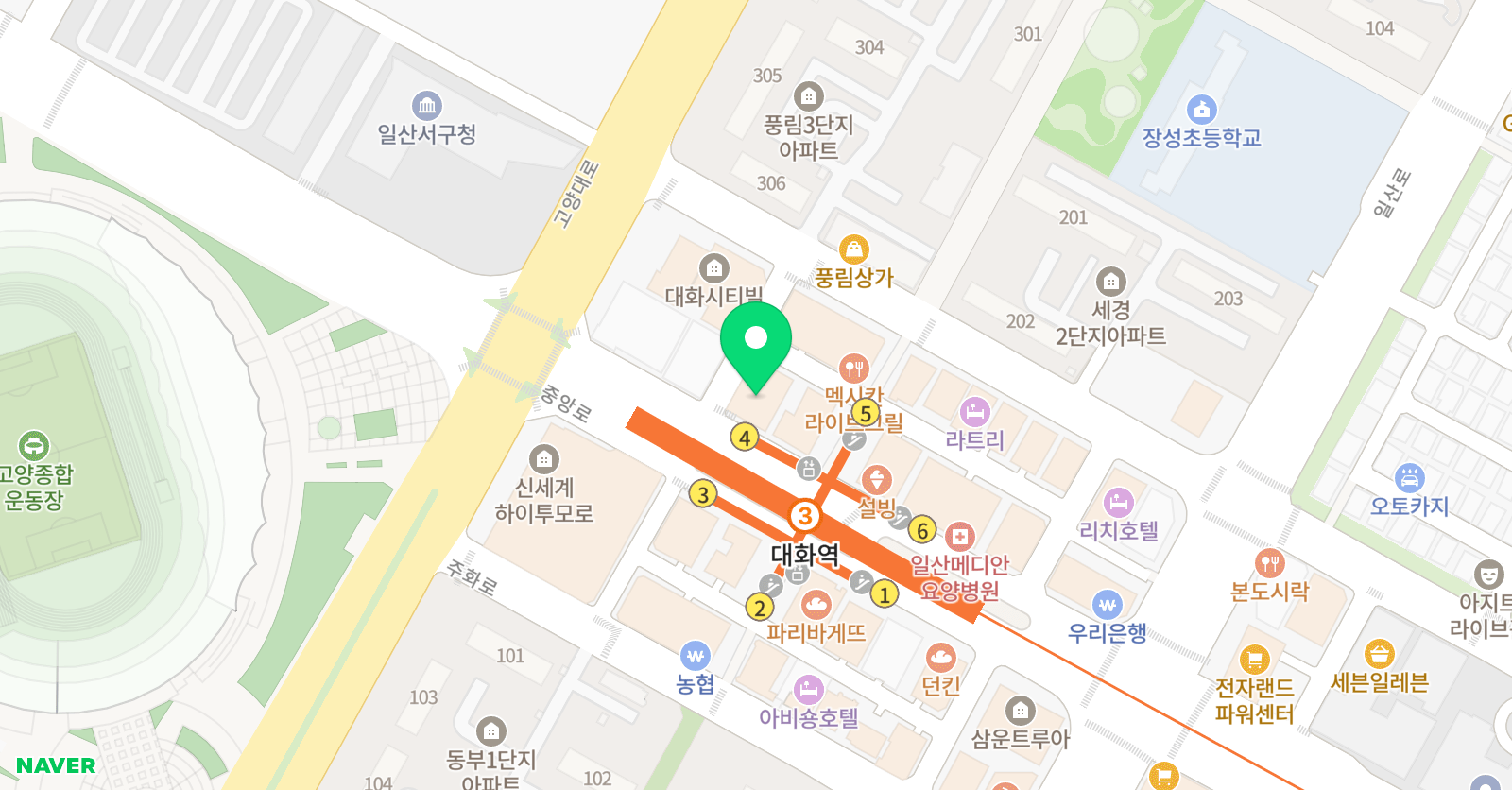 포디프레임 일산한빛 학원 위치